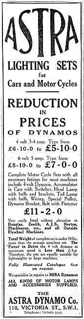 Astra Dynamos - Astra Motor Cycle Dynamo Lighting Sets           