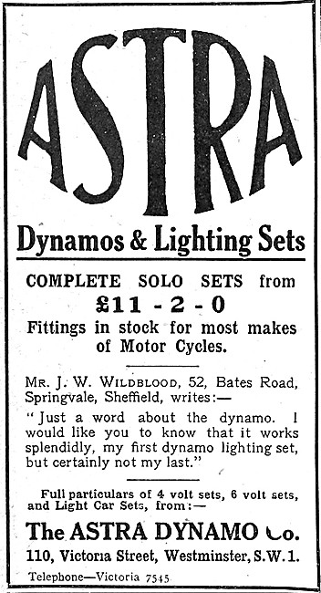 1921 Astra Dynamos & Lighting Sets                               