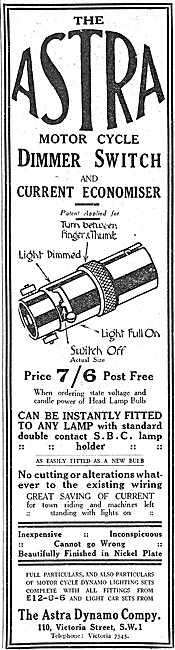 Astra Dynamo Motor Cycle Lighting Dimmer Switch                  