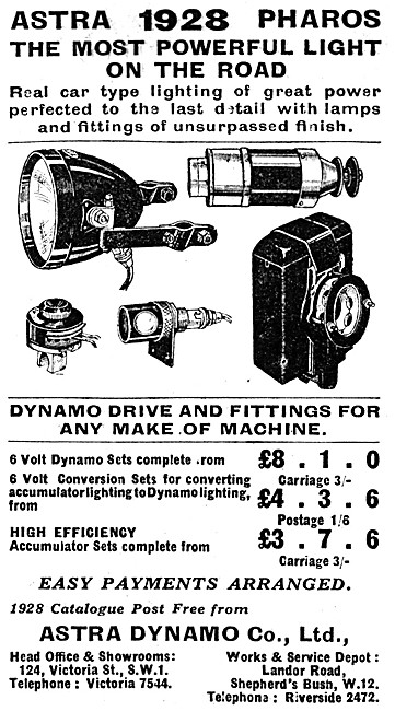 Astra Dynamo - Astra Pharos Motor Cycle Dynamos & Lighting Sets  