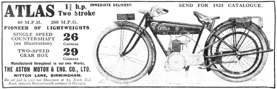 1922 Atlas 1.75 HP Two-Stroke Motor Cycle                        