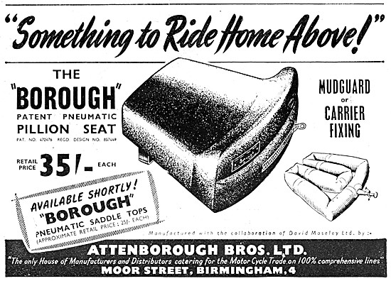 1949 Borough Patent Pneumatic Motor Cycle Pillion Seat           