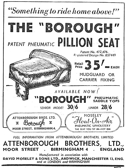 Borough Motorcycle Seats - Moseley Float-On-Air Cushions         