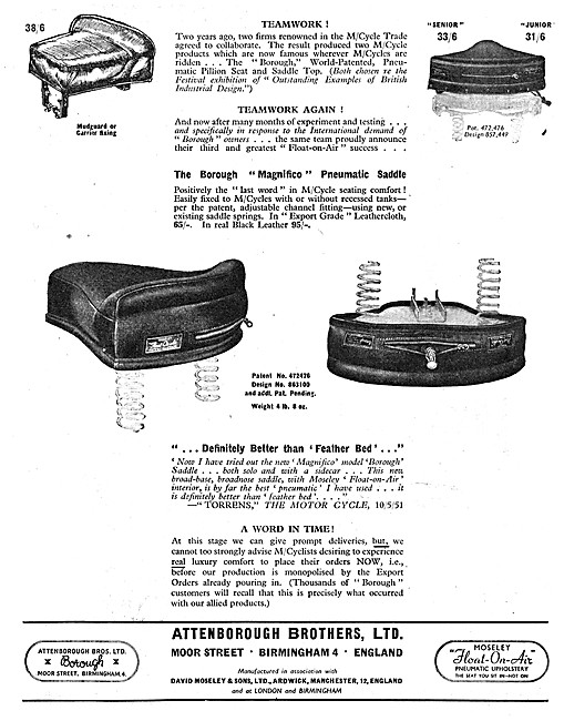 Borough Motorcycle Seats - Moseley Float-On-Air Cushions         