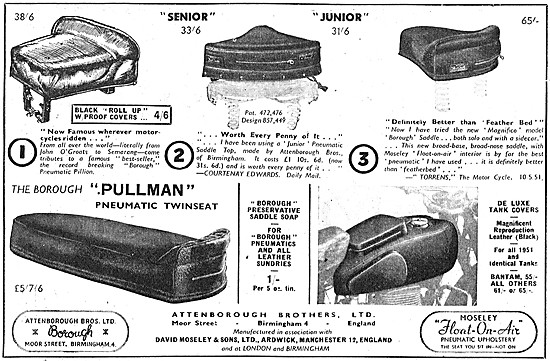 Borough Pullman Pneumatic Motorcycle Dual Seats 1952             