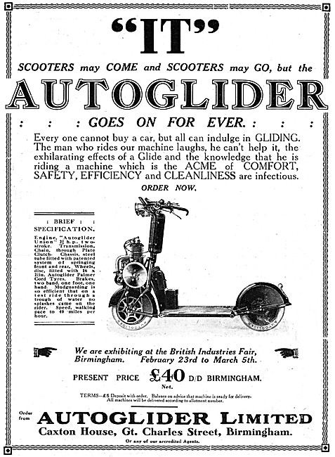 1920 Autoglider Two-Stroke Motor Scooter                         