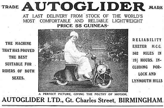 1920 Autoglider Motor Scooter Advert                             