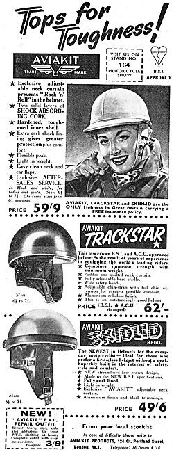 Aviakit Trackstar Motor Cycle Helmets - Aviakit Skidlid 1956     