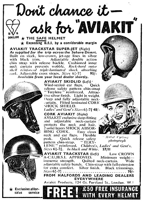 Aviakit Motor Cycle Helmets 1960 Styles                          