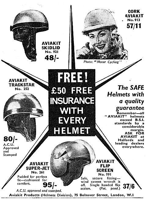Aviakit Motor Cycle Helmets 1964 Styles                          