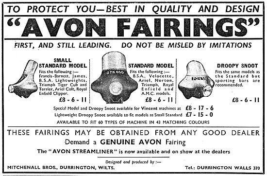 1957 Avon Motorcycle Fairings & Windshields                      