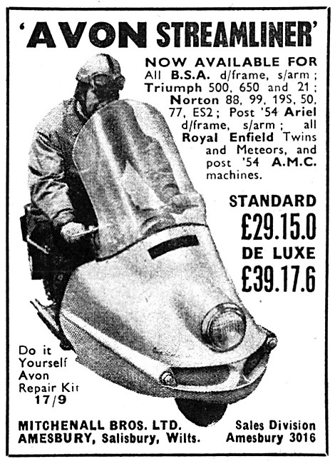 1958 Avon Streamliner Motor Cycle Fairings                       
