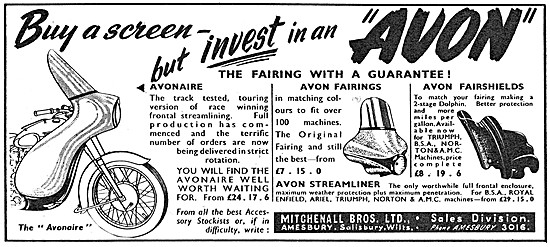 Avon Motorcycle Fairings & Windshields - Avonaire Fairing 1959   