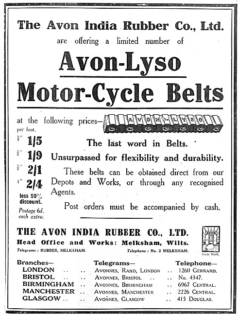 Avon Motor Cycle Tyres - Avon-Lyso Motor Cycle Belts             
