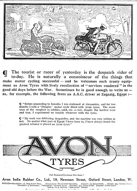 Avon Motorcycle Tyres - Avon Motor Cycle Tyres 1917 Advert       
