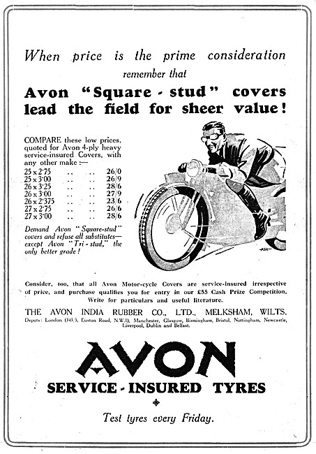 Avon Motorcycle Tyres - Avon Motor Cycle Tyres & 1929 Price List 