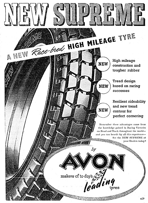 Avon Motorcycle Tyres - Avon New Supreme Motor Cycle Tyres       