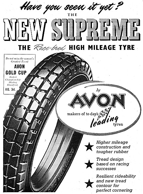 Avon New Supreme Motor Cycle Tyres - Avon Motor Cycle Tyres      