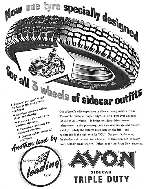 Avon Motorcycle Sidecar Triple Dut Tyres - Avon Motor Cycle Tyres
