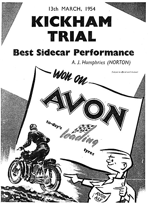 Avon Motorcycle Tyres - Avon Motor Cycle Tyres 1954 Advert       