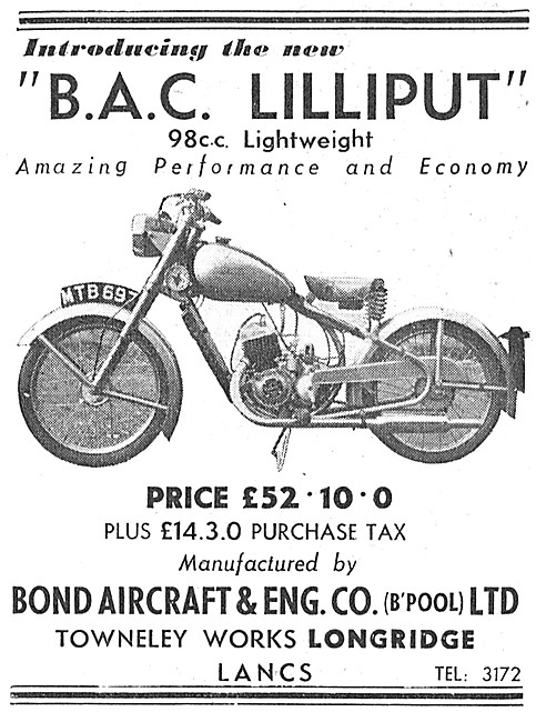 1951 B.A.C.Lilliput 98 cc Motor Cycle                            