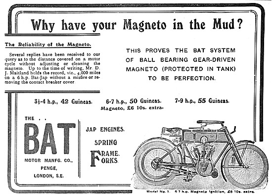 1908 BAT Motor Cycles - 6-7 hp JAP-Bat Motor Cycle               