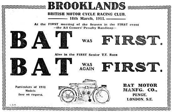 1911 BAT Motor Cycles Brooklands Success                         