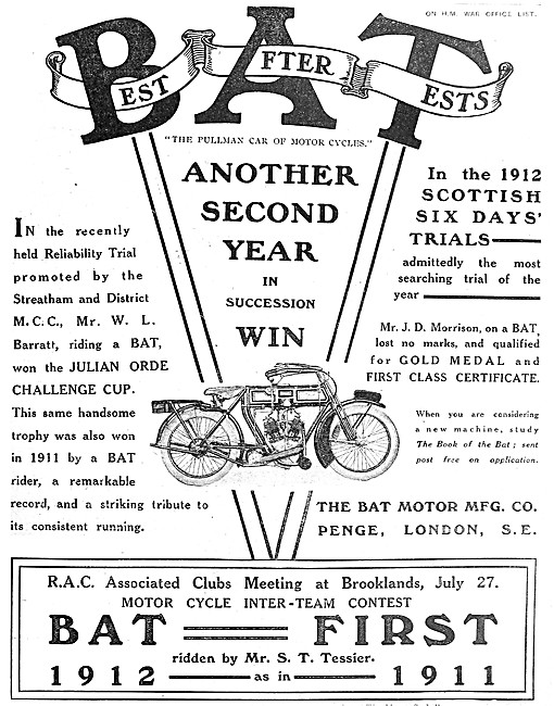 1912 BAT Motor Cycles                                            
