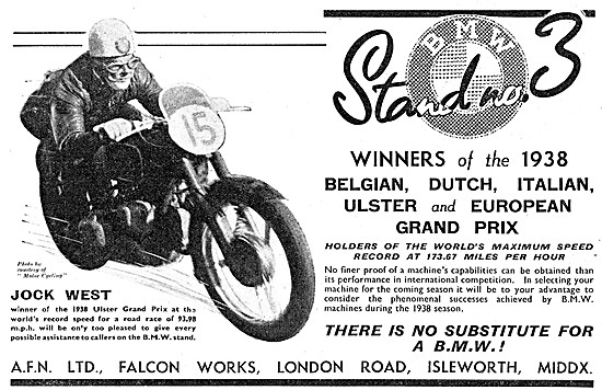 BMW Motor Cycles 1938 Advert                                     