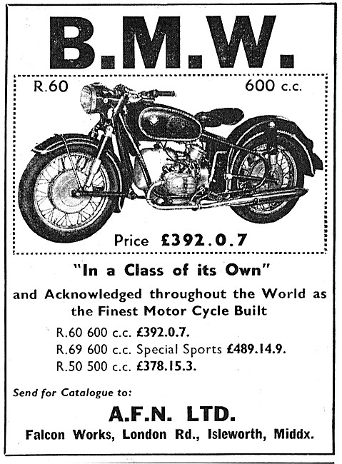 1960 BMW R60 600 cc Motor Cycle                                  
