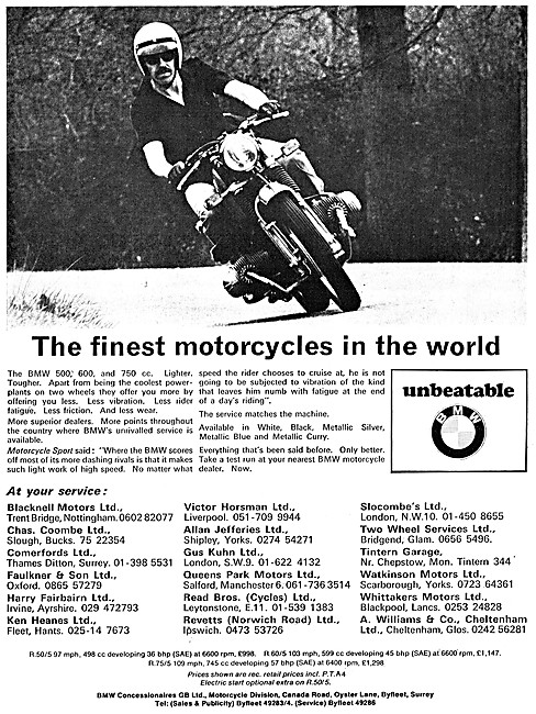 1972  BMW Touring Motor Cycles                                   
