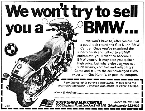 Gus Kuhn B.M.W. Centre 1976 Advert                               