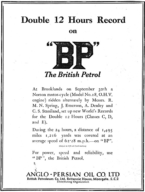 BP Petrol 1927 Advert                                            