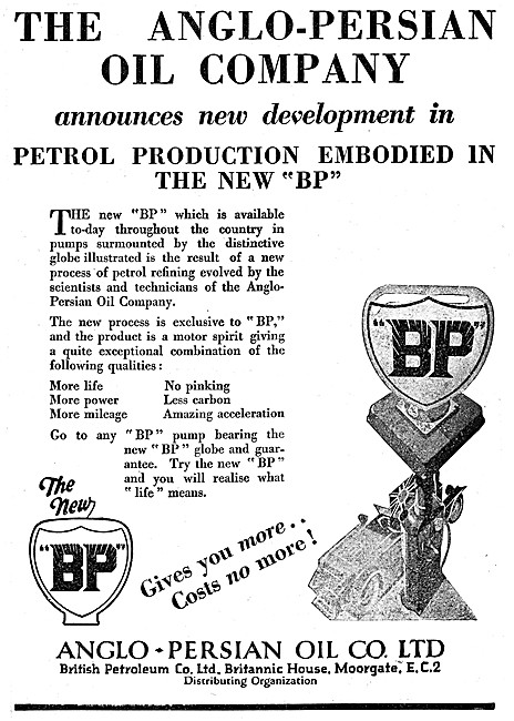BP Petrol  1929 Advert                                           
