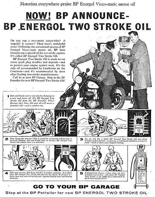 BP Energol Two Stroke Oil 1958 Advert                            