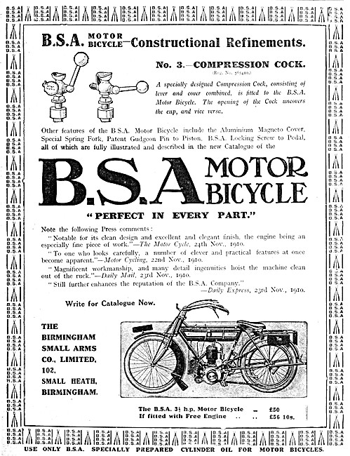 1911 3 1/2 hp BSA Motor Cycle                                    