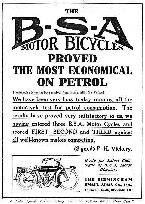 1912 BSA Motor Cycles                                            