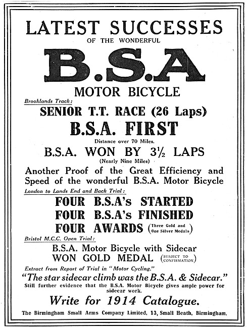 BSA Motorcycles 1914                                             