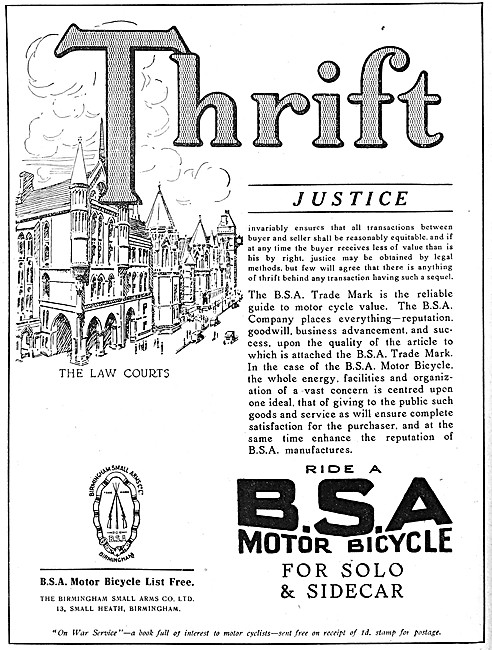 B.S.A. Motor Cycles 1915                                         