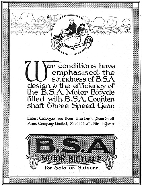 WD BSA Motor Cycles 1916                                         