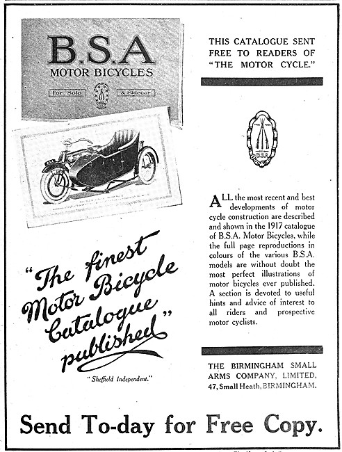 1917 BSA Motor Cycles                                            