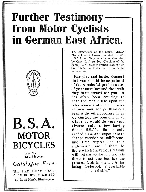 BSA Military Motor Cycles 1917                                   