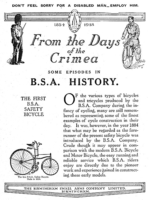 1918 B.S.A. Motor Cycles                                         