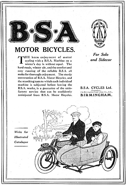 1920 BSA Motorcycles Advert                                      