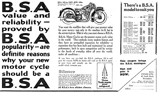 1927 BSA 4.93 hp OHV Motor Cycle - 1927 BSA Sloper               