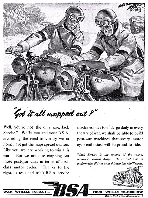 BSA Jack Service DR Motorcycles 1944                             