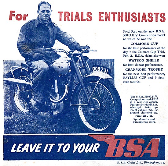 BSA  B32 Trials 350 cc - GOB 731                                 