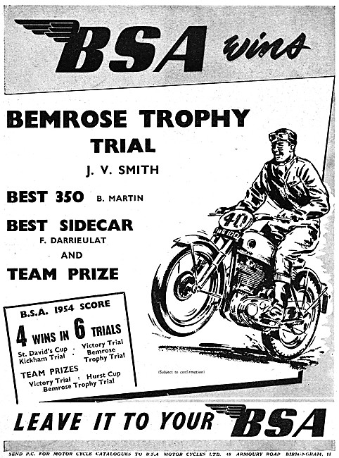1954 BSA Motor Cycle Scrambles Machines                          