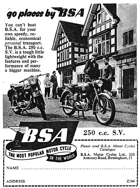 BSA 250 cc SV                                                    