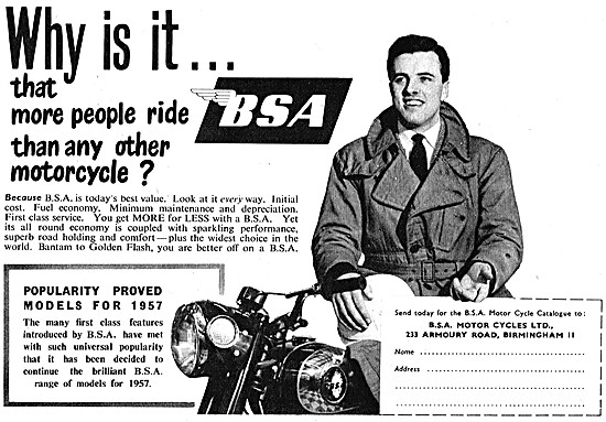 BSA Motor Cycles 1956                                            